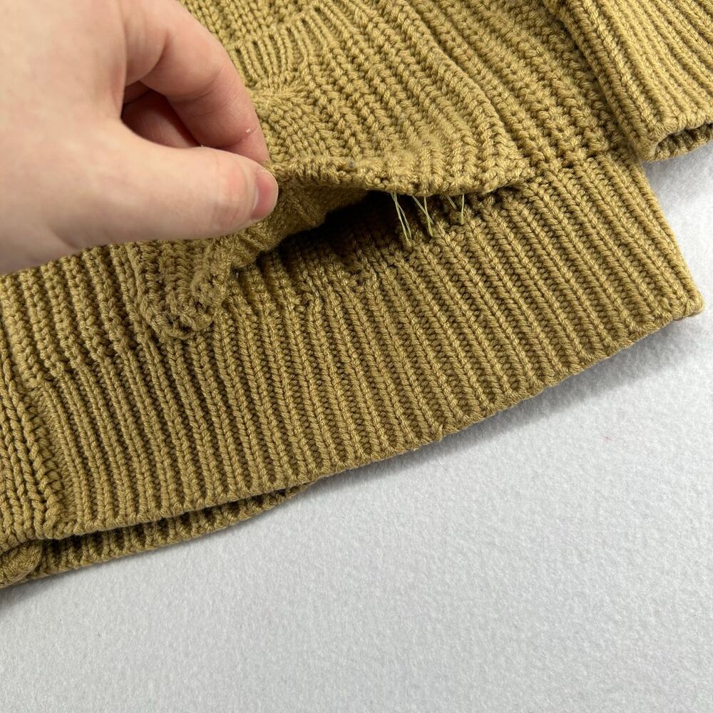 VTG 80s Men's Tan Gimbels Shawl Collar 100% Acrylic Knit Sweater Cardigan Sz L - Picture 5 of 7